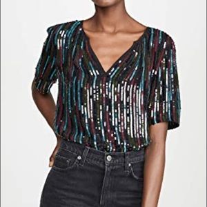 Velvet by Graham and Spencer nikki multicolor sequin short sleeve top